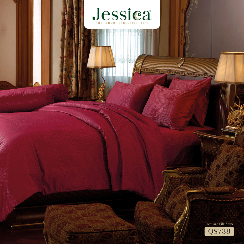 Jessica Jacquard Silk Shine 500 เส้นด้าย QS768 ชุดเครื่องนอน ผ้าปูที่นอน ผ้าห่มนวม ผ้าทอลายเรียบหรู สามารถป้องกันไรฝุ่น