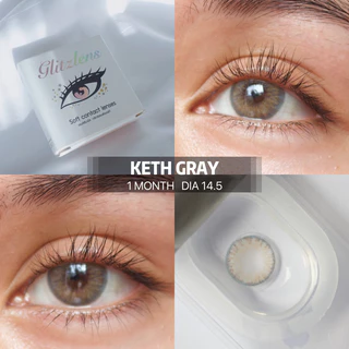 Glitzlens คอนแทคเลนส์รายเดือน วัสดุ Hydrogel Ultraslim สี Keth Gray [Dia14.5] เลนส์บางพิเศษ ใส่สบาย ยืดหยุ่นสูง