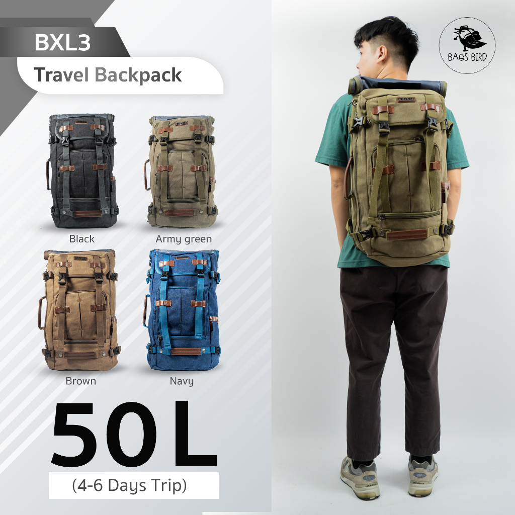 bagsbird รุ่น BXL3 จุ50L เดินทาง 4-5 วัน สายคู่หน้าฟังก์ชันครบ กระเป๋าเป้เดินทาง สายแบกเป้เที่ยว