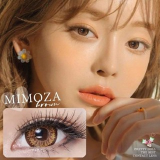 คอนแทคเลนส์ รุ่น Mimoza ยี่ห้อ Pretty doll ตาโต สีตาล สายตาปกติ