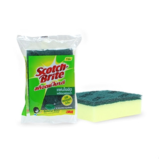 Scotch Brite ใยขัดพร้อมฟองน้ำ ขนาด3"x4" ของแท้ 1อัน