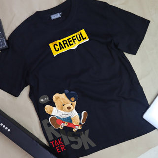 เสื้อยืดลาย หมี Risk #เสื้อยืดหมี #เสื้อยืดไซส์ใหญ่ #LICKPUK #ขายส่งเสื้อยืด