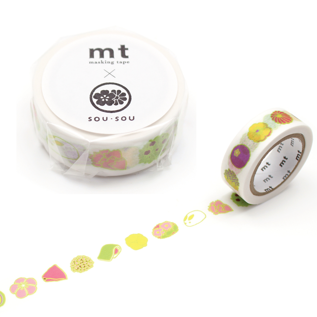 mt masking tape wagashi (MTSOU26) / เทปตกแต่งวาชิ ลาย wagashi แบรนด์ KAMOI mt masking tape ประเทศญี่