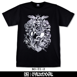 Overdose T-shirt เสื้อยืดคอกลม สีดำ รหัส BO-00-2(โอเวอโดส)