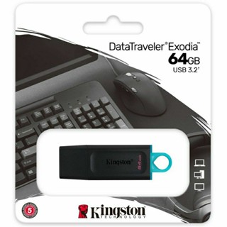 64 GB FLASH DRIVE (ของแท้100% ประกันศูนย์ SYNNEX) KINGSTON DATA TRAVELER EXODIA (DTX/64GB)