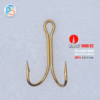 เบ็ดสองทาง (Double Hook) VMC 9908 BZ, Hi-Carbon Steel ขนาด 3/0 (ชุด 2 ชิ้น)