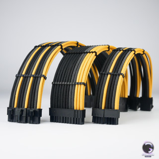 สายถักแต่งคอม [สีดำ-คาร์บอน-ทอง] [ExtensionSleeveCables] [รับประกัน 1 ปี] GalaxyWiringPC