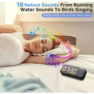 พร้อมส่ง เพลงดิจิตอล LED นาฬิกาปลุกควบคุมเสียงอุณหภูมิความชื้นจอแสดงผลนาฬิกาบ้านตกแต่งตาราง Built-In 1200MAh