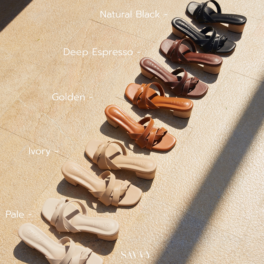 Savvy.bkk รุ่น MELANIN HEEL (Size 34-42) รองเท้าผู้หญิง รองเท้าแตะส้นสูง ตรงไซส์ได้เลย