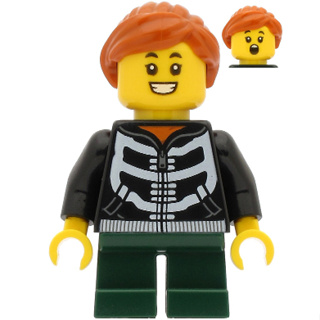 [ Minifigures ] มินิฟิก Lego - Girl Black Hoodie with Skeleton Torso : Holiday &amp; Event (hol207) ราคา/ชิ้น