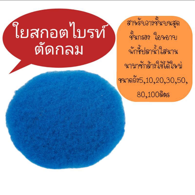 ใยกรองน้ำ ตัดวงกลม สำหรับใส่ถัง 5, 10 , 20 ลิตร เนื้อสก็อตไบรท์สีฟ้า (กรองมาลาวี)