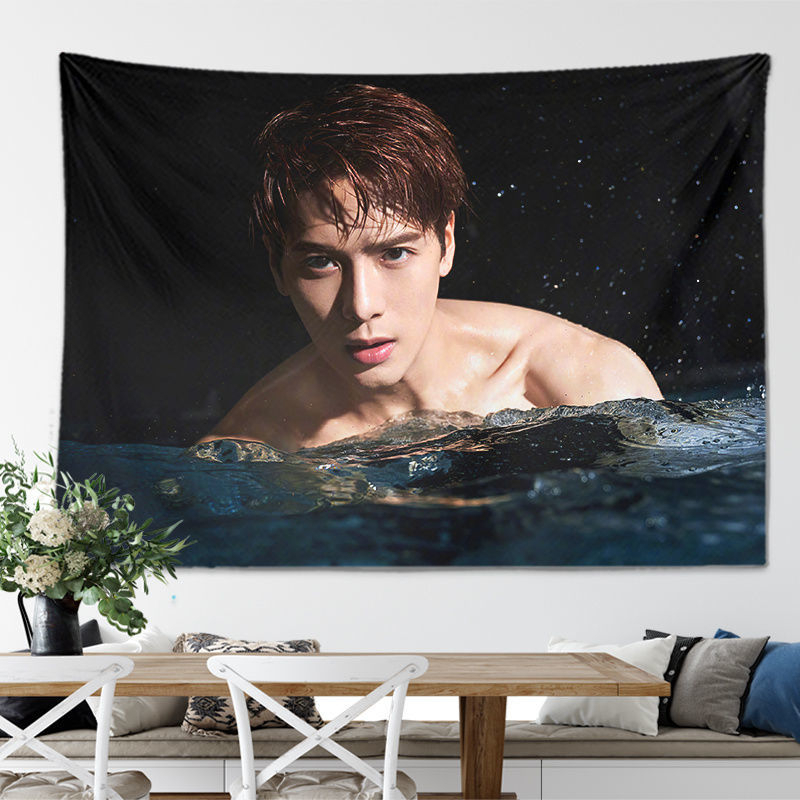 🌷🌷 พร้อมส่ง 🌷🌷 OT005 : ผ้าติดผนัง ผ้าตกแต่งผนัง ผ้าแต่งห้อง รูป Jackson Wang แจ็คสันหวัง