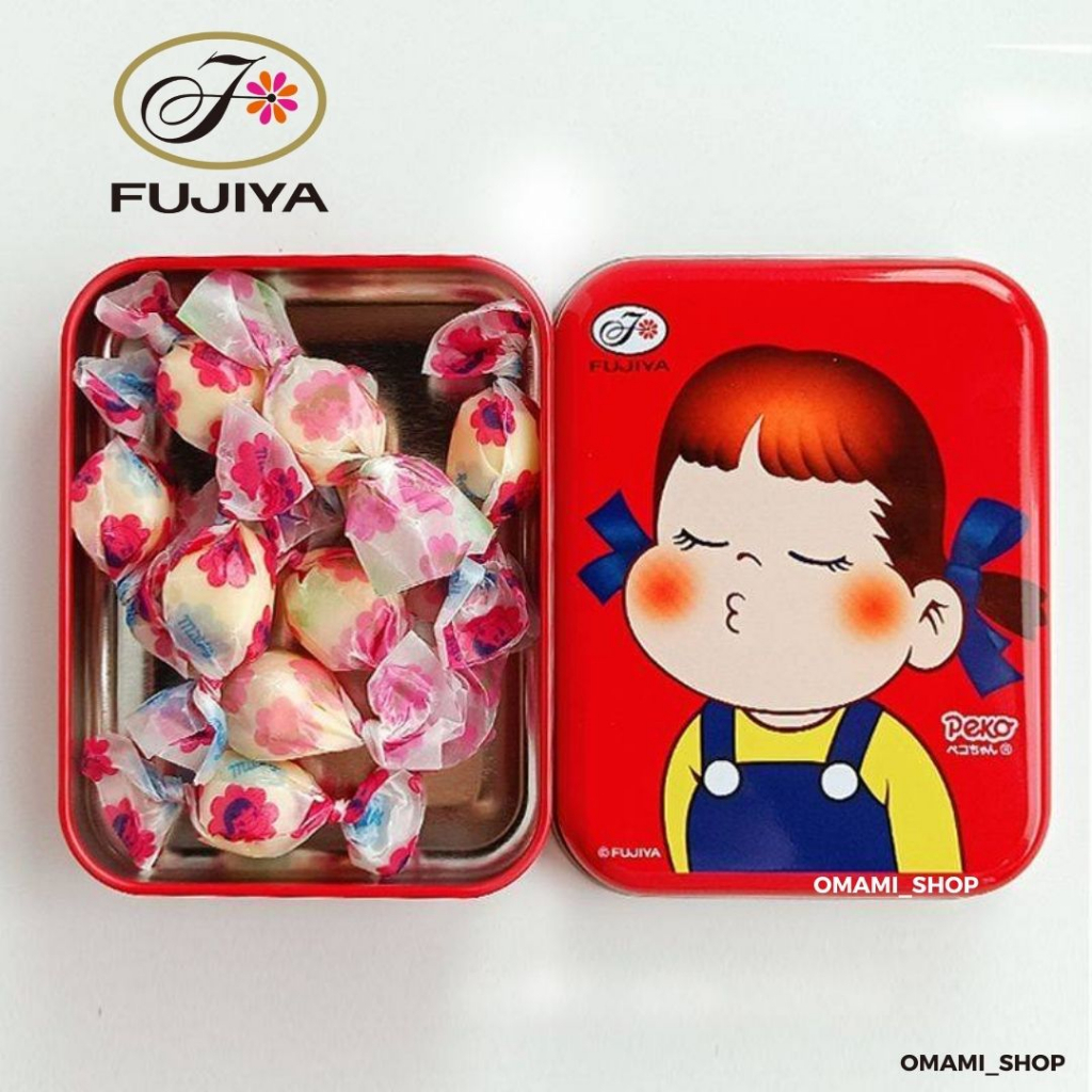 ลูกอมนมกล่องเหล็ก Fujiya Peko Poko Milky Candy ลูกอมนม เคี้ยว สินค้านำเข้า