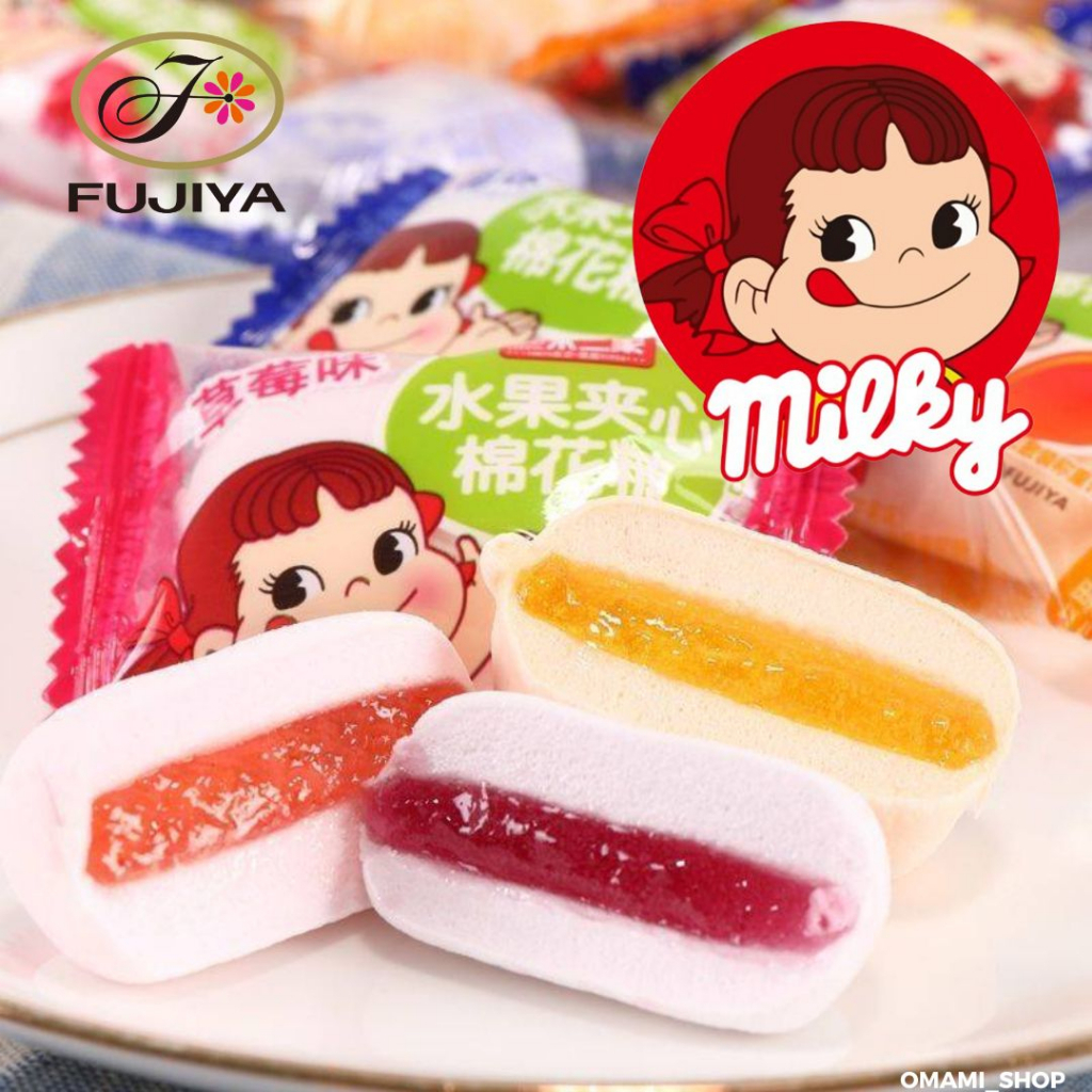 พร้อมส่ง! มาร์ชเมลโล่ มาร์ชเมลโล่สอดไส้  1ชิ้น/5.5g (20-40ชิ้น)  Fujiya🇯🇵 มาร์ชเมลโล่สอดไส้ผลไม้ ขนมญี่ปุ่น