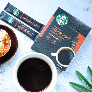 ✅พรีออเดอร์✅กาแฟซองละลายน้ำพร้อมดื่ม Starbucks Dark Roast Medium Roast 1 กล่องมี 10 ซอง