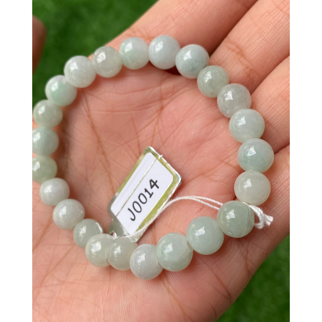 J0014 หยก พม่า แท้ Jade กำไล ประคำหยก (Jadeite Beads Bracelet) พม่า (Myanmar)