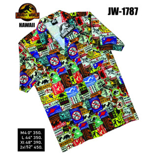 ❌พร้อมส่งจากไทย❌ JURASSIC เสื้อฮาวายลิขสิทธิ์แท้ จูราสสิค ผ้าไหมอิตาลี JW-1787