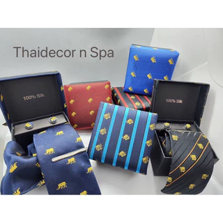 เนคไทลายช้าง SET Thai- Neck Tie , ชุดเนคไท ผ้าไหม,คัฟลิงค์: 150x8cm