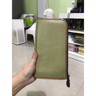 กระเป๋าสตางค์📌หนังแท้📌ใส่โทรศัพท์ได้ สีเขียวสวย