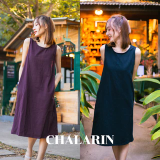 ชุดเดรสแขนกุด ไซส์ S - XL ผ้าฝ้ายฟอกนุ่มเชียงใหม่ (มี 13 สี)