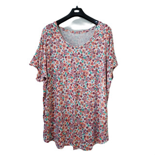 มือ 2 เสื้อยืดตัวยาว ลายดอกไม้ ผ้านุ่มใส่สบาย