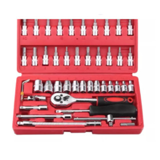 Socket Set 46 ชิ้น ธรรมดา ขนาด 1/4 ชุดเครื่องมือ ประแจ ชุดบล็อก เครื่องมือช่าง สำหรับงานซ่อมทั่วไป