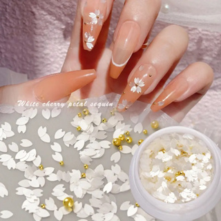 ญี่ปุ่นซากุระ ซากุระแต่งเล็บ ดอกซากุระ ซากุระ Japanese Sakura Petals Glitter Flakes Gold Stripes Beads Mix-in