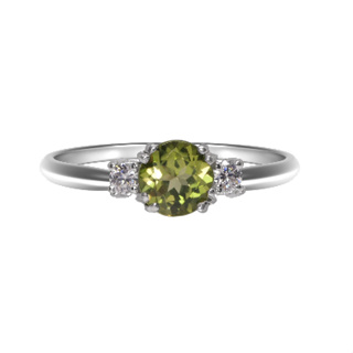 Debutgems แหวนเงินแท้925ชุบทองคำขาว ประดับ Peridot รุ่น RK-020P-SIL_03