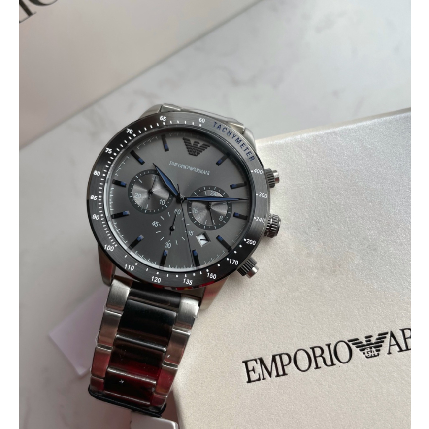 Emporio Armani Men's Chronograph Date Bracelet Strap Watch, Black/Silver AR11391 AR11241 AR11521 43mm