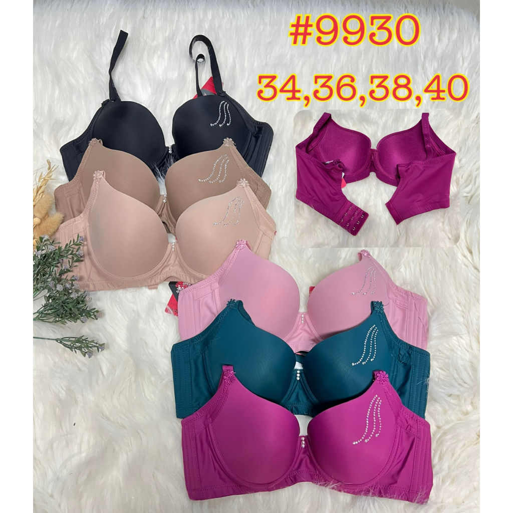 NO.9930 ยี่ห้อ No's bra เสื้อในมีโครงฟองบางเก็บเนื้อข้าง 3ตะขอ แผ่นข้างกว้างใหญ่เก็บทรงสวย