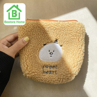 BestoreHome กระเป๋าใบเล็ก พกพาง่าย ใส่เหรียญ ใส่แบงค์ เครื่องสำอาง ขนนุ่ม