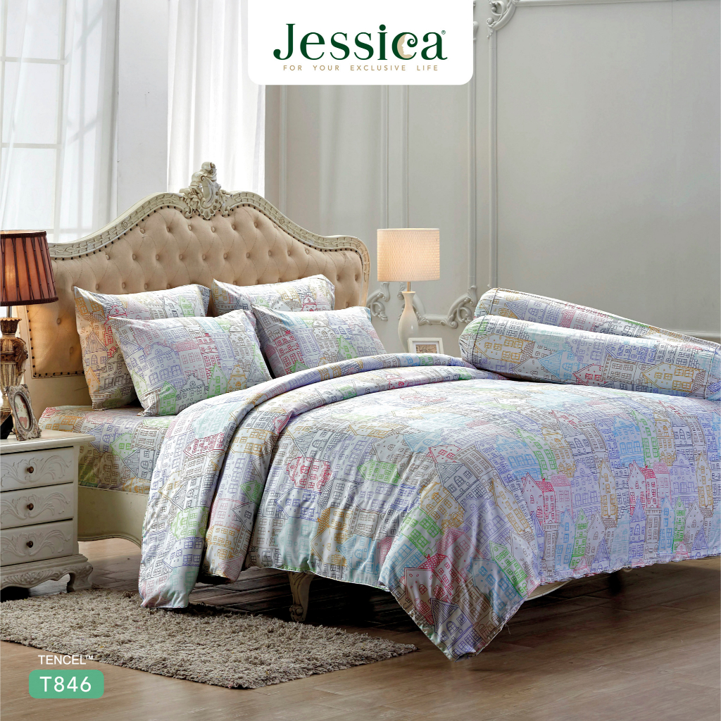 Jessica Tencel T846 ชุดเครื่องนอน ผ้าปูที่นอน ผ้าห่มนวม เจสสิก้า พิมพ์ลวดลายโดดเด่น ให้สัมผัสที่นุ่มลื่นดุจแพรไหม