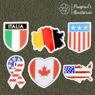 ʕ •ᴥ•ʔ ✿ พร้อมส่ง : เข็มกลัดเซ็ทธงชาติอเมริกา,อิตาลีและเยอรมัน | US, Italy &amp; Germany Flag Enamel Brooch Pin Set.