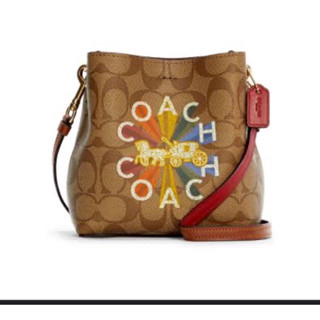 กระเป๋าสะพายข้าง COACH C6835 MINI TOWN BUCKET BAG IN SIGNATURE CANVAS WITH COACH RADIAL RAINBOW