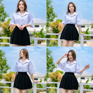 เสื้อนักศึกษาทรงบอย เสื้อ ทรง บอย ทรงตรงไม่เข้ารูป Oversize [Sz.36-56] (ทรงบอยมีกระเป๋า•ผ้าไมโคร•ผ้าคอมทวิว•ผ้าดิบ)