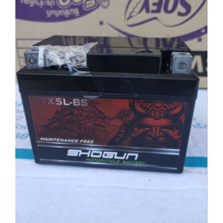 แบตเตอรี่มอเตอร์ไซด์ 12V 5AH(12โวล์5แอมป์)รุ่น YTX5L-BSยี่ห้อ SHOGUN(โชกุน) คลิ๊ก,สกู๊ปปี้,ไอค่อน,MSX,MIO,FONO,WAVE,SONI