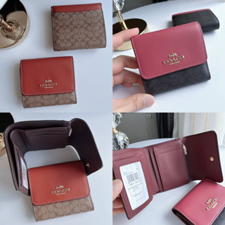 🎀 (สด-ผ่อน) กระเป๋าสตางค์ 3 พับ CF369 COACH SMALL TRIFOLD WALLET IN COLORBLOCK SIGNATURE CANVAS