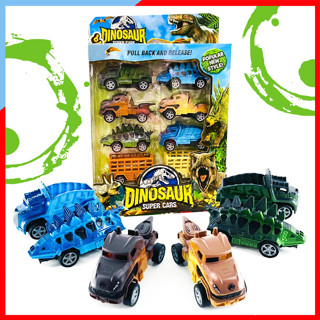 BO282-LE105 รถ ไดโนเสาร์ 8 คัน รถไถลานจิ๋ว dino dinosaur racing รถไถลาน รถจิ๋ว รถเด็กเล่น ของเล่น รถไดโนเสาร์ รถลาน