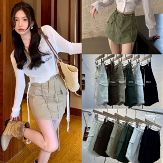 LADY_JEANS#3006(ใส่โค้ด LADYJ8 ลด 15% )กระโปรงเอวสูง คาร์โก้ ปลายกระโปรงว้าว มีซับใน เอวสูง ผู้หญิง