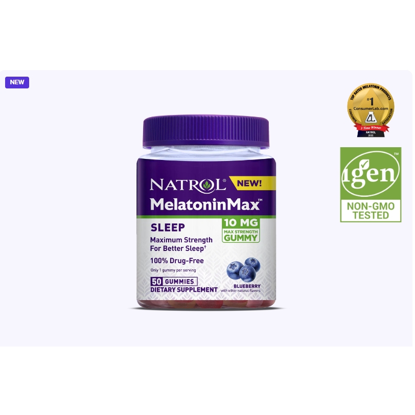 มีใบรับรอง ของแท้ (ใหม่ ล่าสุด) Natrol Melatonin Max 10mg 50 Gummies ...