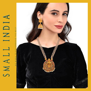 {**ส่งฟรี**} SMALL INDIA 🏵️ Temple Jewellery Necklace Sets 🏵️  Women Necklace Set