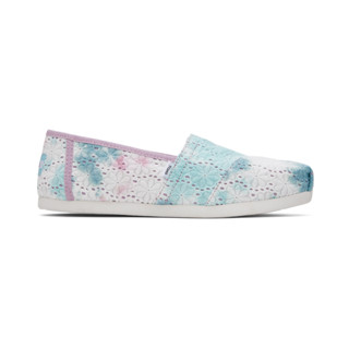 TOMS รองเท้าลำลองผู้หญิง สลิปออน รุ่น Alpargata Lilac Mauve Tie Dye Floral Eyelets (CA) รองเท้าลิขสิทธิ์แท้