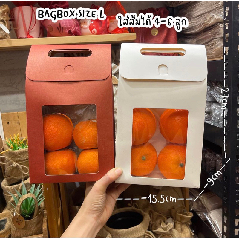 (แพ็ค10ใบ) กล่องกระดาษ SIZE L มีหูหิ้ว ใส่ของขวัญ ถุงกระดาษ ใส่คุ้กกี้ ใส่ของชำร่วย