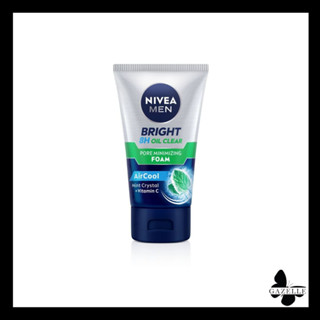 NIVEA Men Bright 8H Oil Clear Foam นีเวีย ไบรท์ ออยล์ เคลียร์ เฟซ โฟม [100 g.//50g]มีให้เลือกสองขนาด