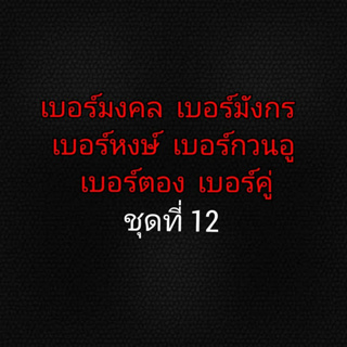 เบอร์มงคล เบอร์มังกร เบอร์หงษ์ เบอร์ตอง เบอร์คู่ เบอร์กวนอู ชุดที่ 12