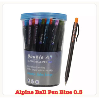 Double A ปากกาลูกลื่นสีน้ำเงิน แบบกด 1กระปุกมี50ด้าม