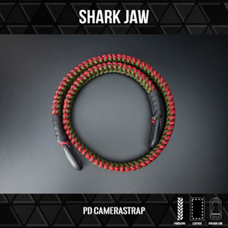 สายคล้องกล้องแฮนด์เมด สีเขียวทหาร-แดงดำ Camerastrap Shark jaw Peak design handmade green army - red black