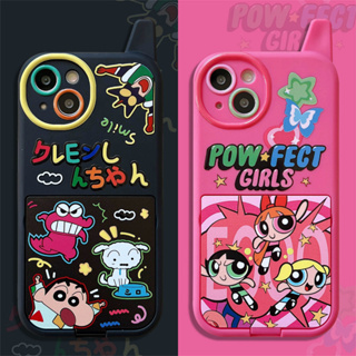 💜ส่งของขวัญ💜เคสไอโฟน 14 Pro Max 13 12 11 เคส for เคสไอโฟน11 Powerpuff กระจกเงา โทรศัพท์ปุ่มกด การป้องกันการตก Case