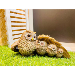 พร้อมส่ง ตุ๊กตาเรซิ่นน้องนกฮูกกางปีกครอบครัว 🦉💗