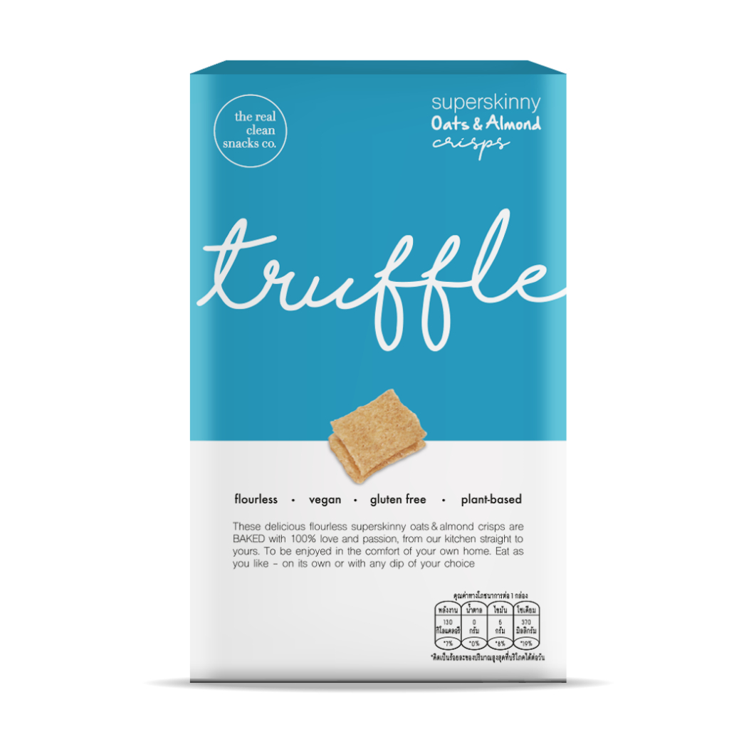 The Real Clean Snacks โอ๊ตและอัลมอนด์อบกรอบ รสทรัฟเฟิล Superskinny Oat & Almond Crisps - Truffle (30 g)